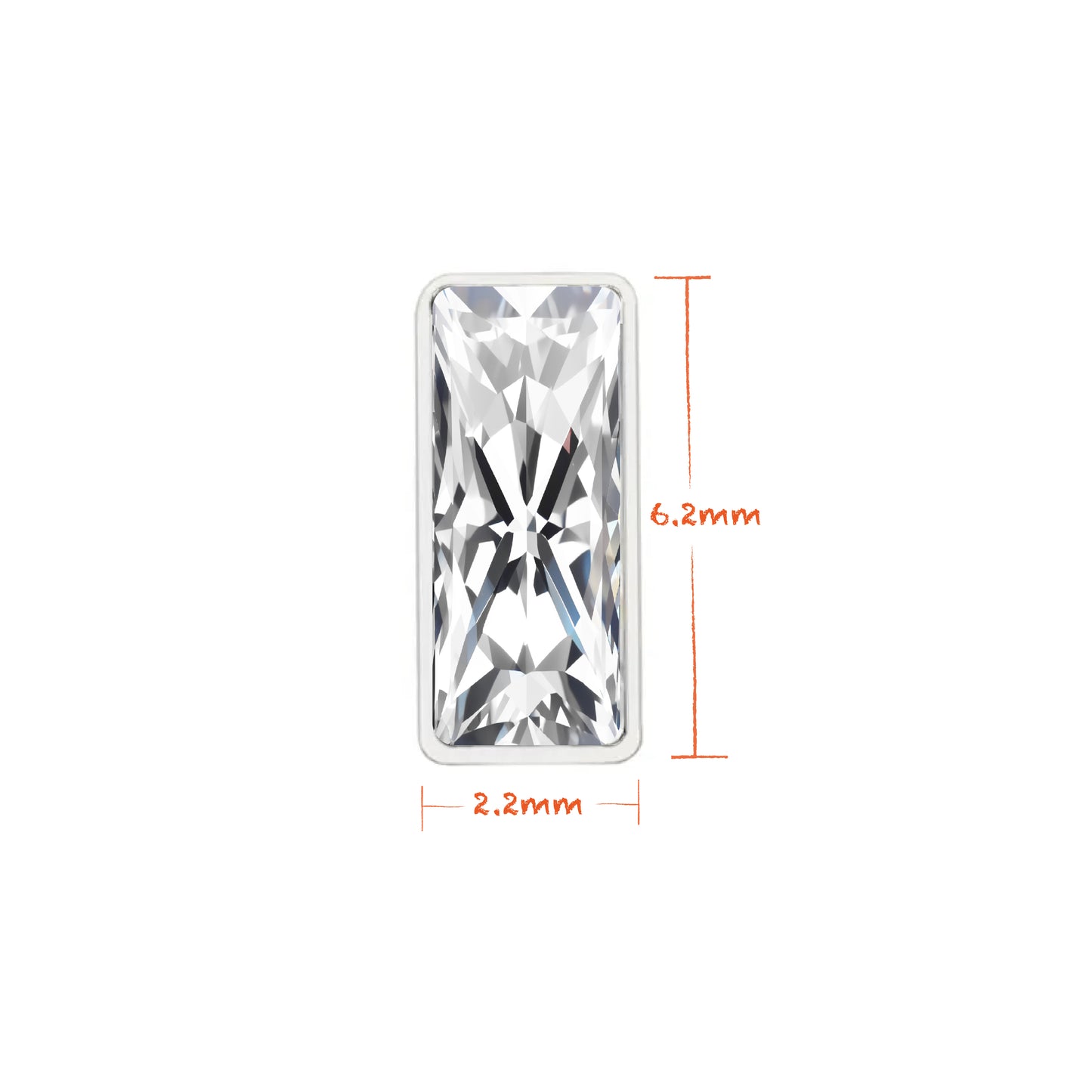 CZ Rectangle Titanium Flatback Earring