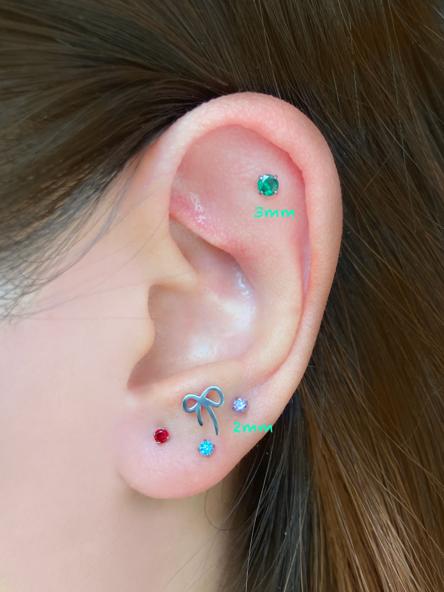 Colored CZ Flatback Titanium Earring