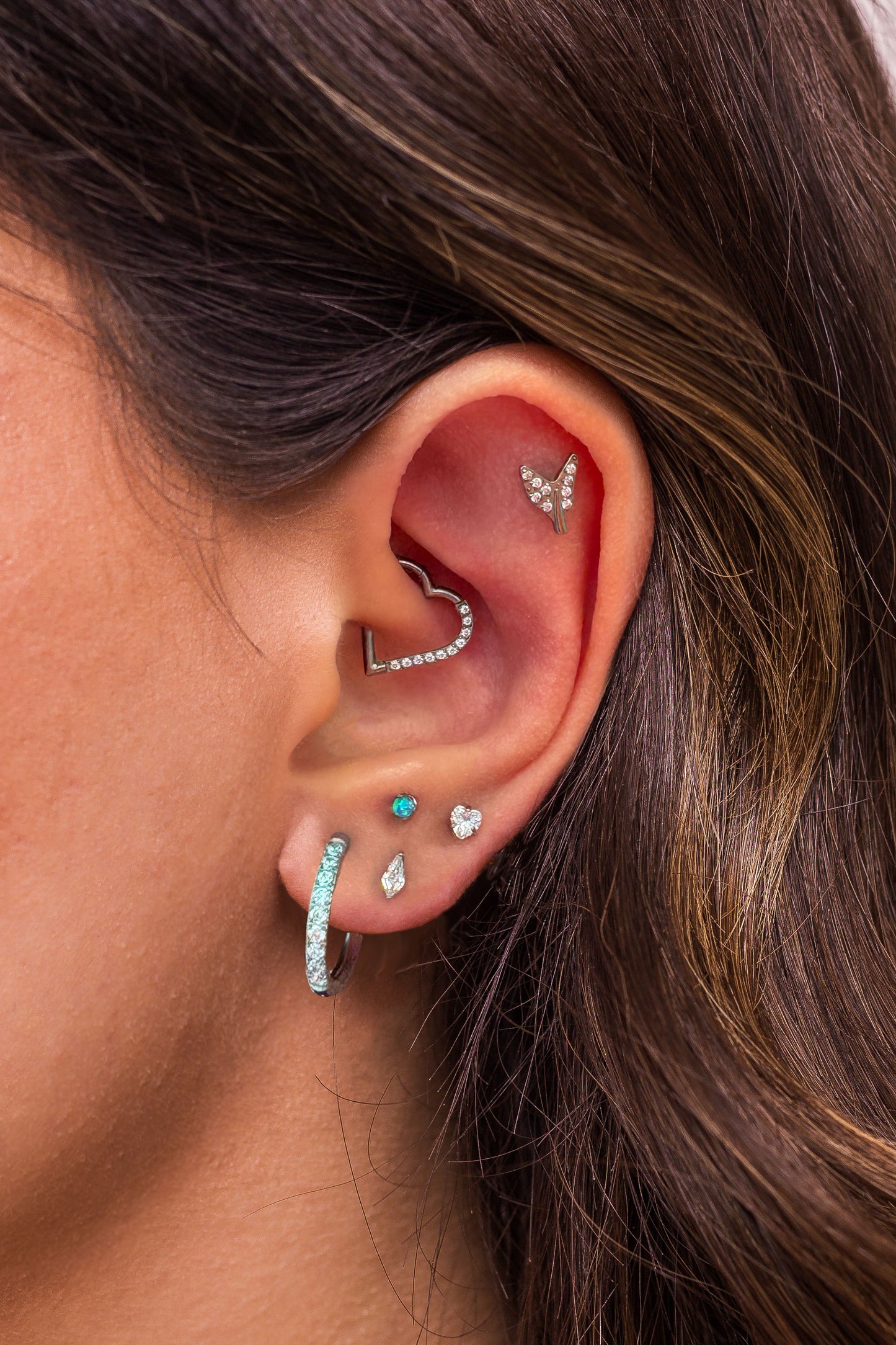 CZ Kite Titanium Flatback Earring