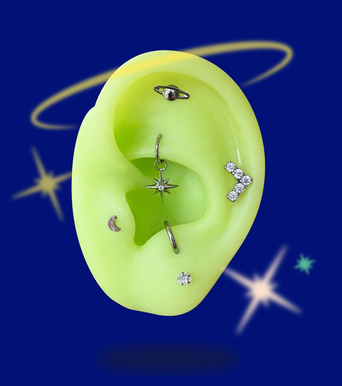 CZ Prong Titanium Flatback Earring