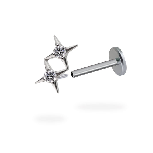 Double Bling Flatback Titanium Earring