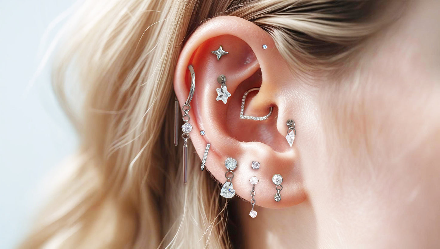 Bezel Dangle Flatback Titanium Earring