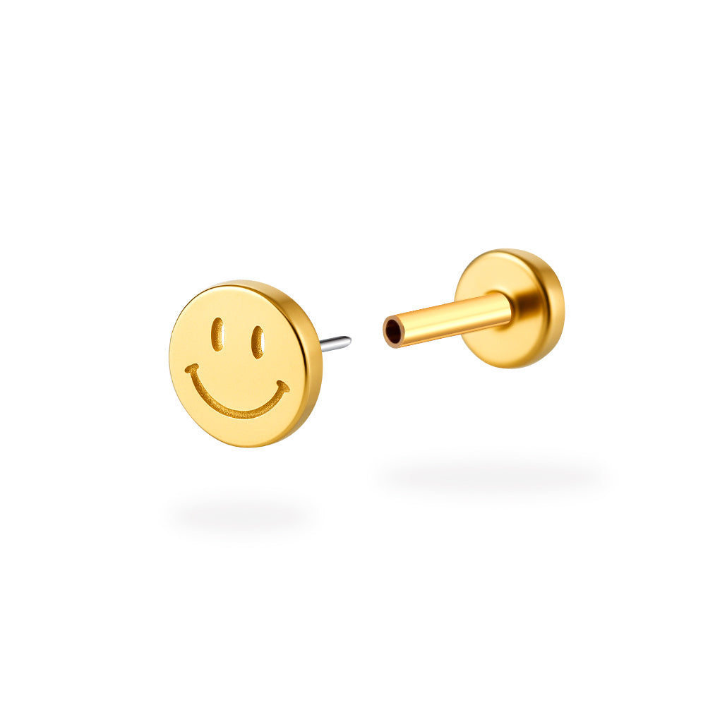 Smiling Face Titanium Flatback Earring