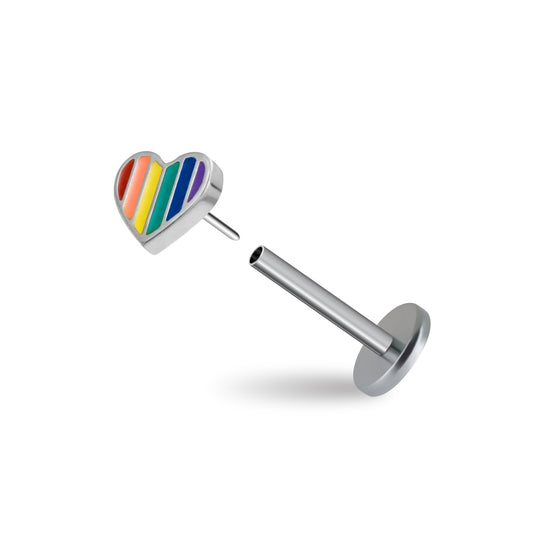 Pride Heart Titanium Flatback Earring
