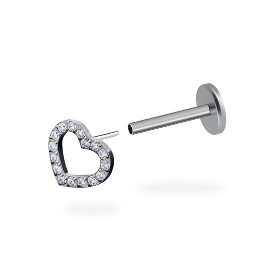 Heart Frame CZ Flatback Titanium Earring