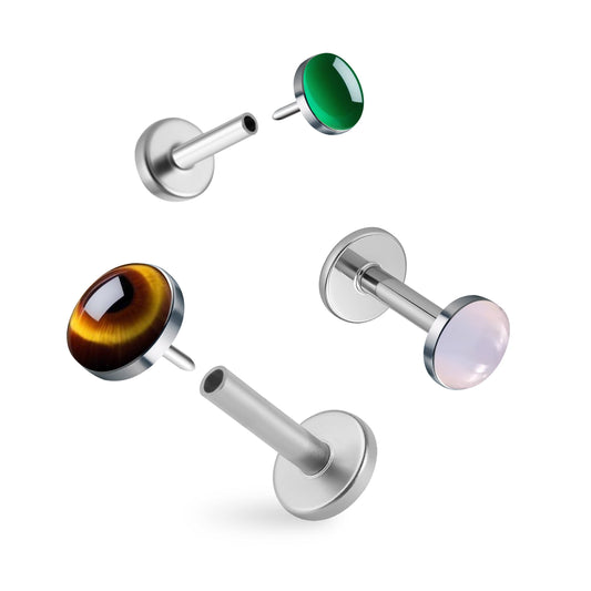 Natural Stones & Shells Cabochon Titanium Flatback Earring
