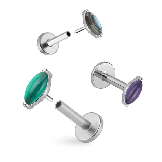 Natural Stones & Shells Marquise Titanium Flatback Earring