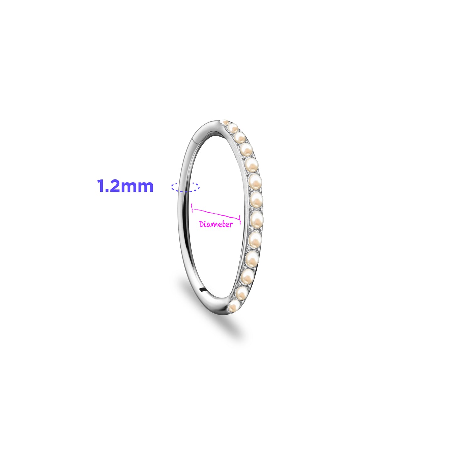 Titanium Pearl Studded Clicker Hoop