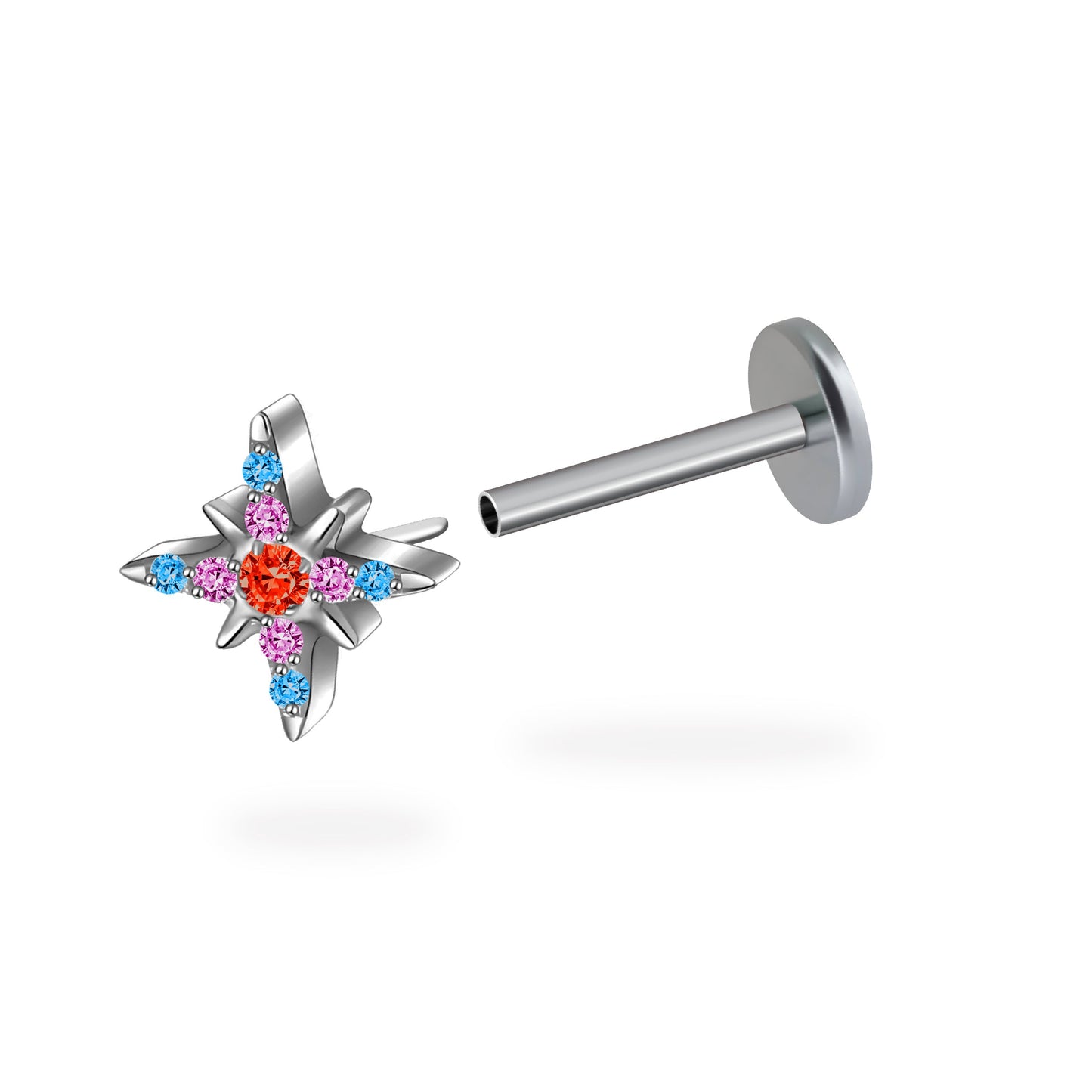 PiJi CZ Sparkling Star Titanium Flatback Earring