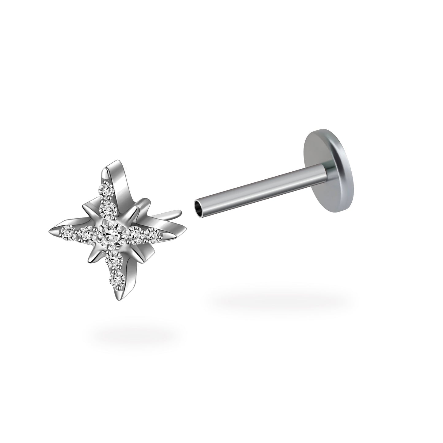 PiJi CZ Sparkling Star Titanium Flatback Earring