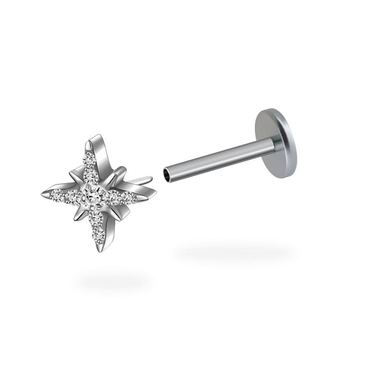 PiJi CZ Sparkling Star Titanium Flatback Earring