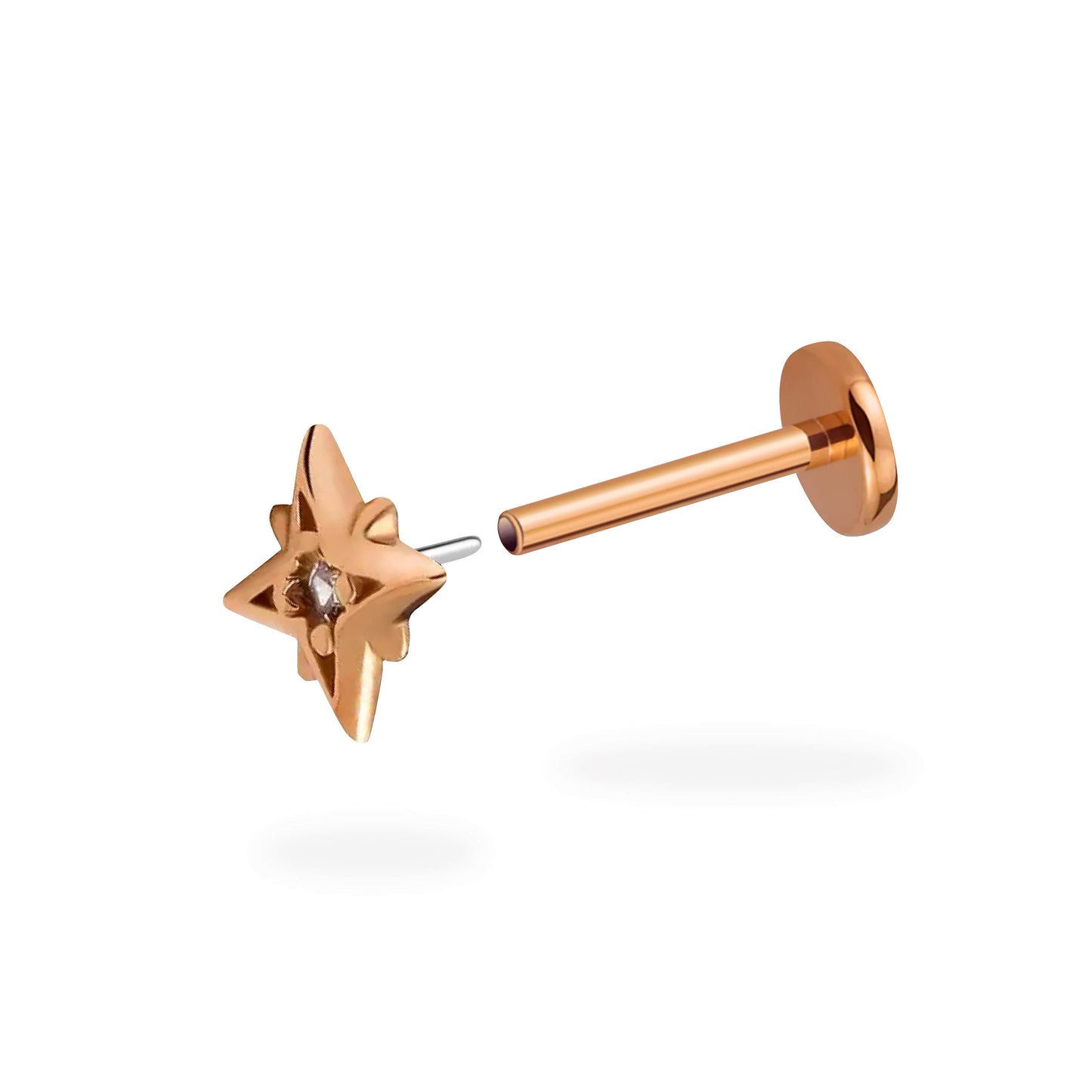 Piji CZ Star Carved Flatback Titanium Earring