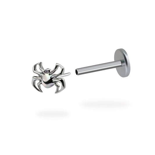 Spider Flatback Titanium Earring